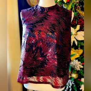 NANETTE LAPORE Women’s Sleeveless Sequin Top in Maroon